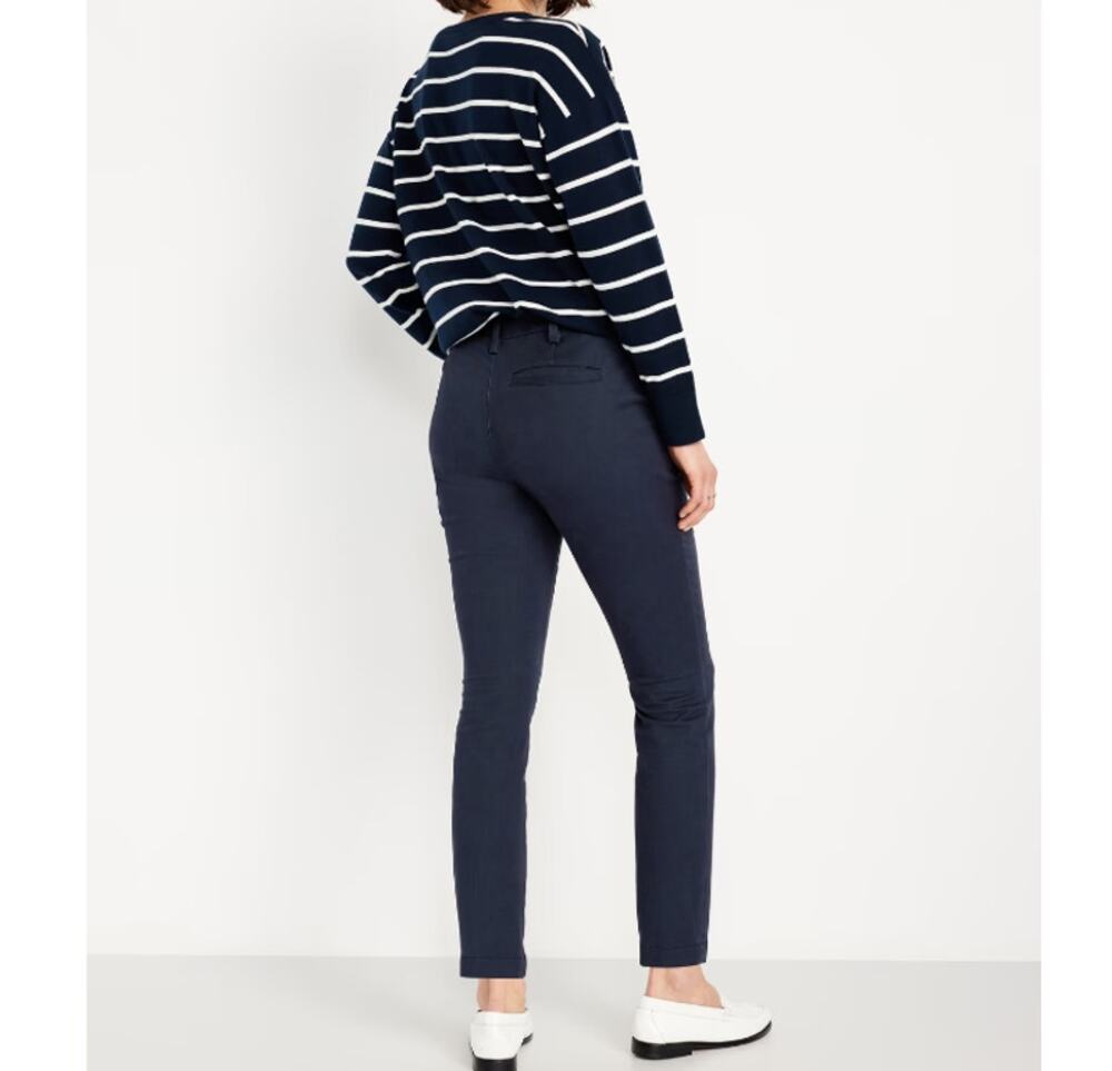 Old Navy High Rise Navy Captain Skinny Adjustable Waist, Sz 6 -- NWT